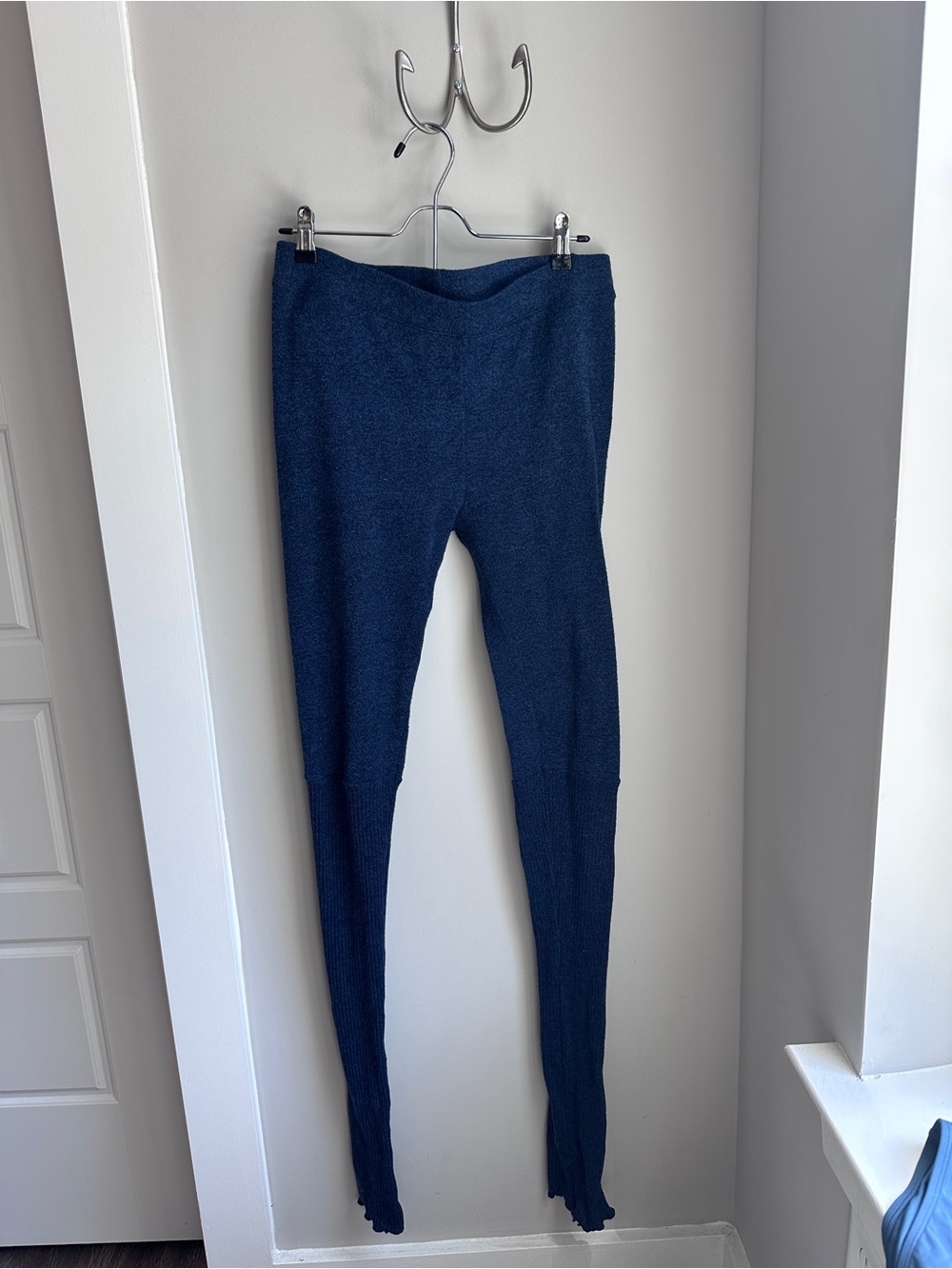 Women's Navy Knit Sweater Leggings, Leg Warmers